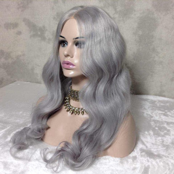 22 inch Full Lace Wig BW #Grey main image 4